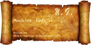 Mechler Iván névjegykártya